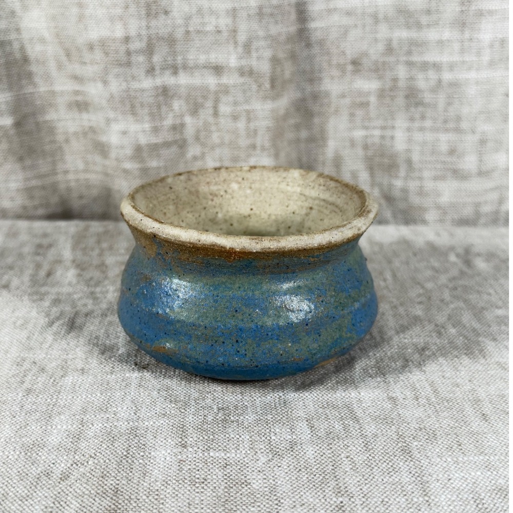 Cindy Studio Pottery Small Bowl Blue Good Vintage Handcrafted Ceramic